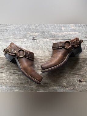 Frye Brown Leather Mules